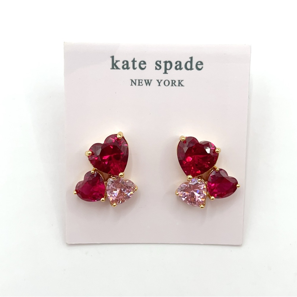 KS029-Kate Spade pink crystal heart earrings